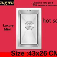 Бытовая Роскошная маленькая кухонная ручная раковина одинарная мойка пищевой 304 Нержавеющая сталь Стандарт Горячая 43x26 см
