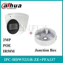 Dahua IPC-HDW5231R-ZE 2MP WDR камера видеонаблюдения IR сетевая камера Оригинальная английская прошивка IR50m Встроенный микрофон с распределительной коробкой PFA137