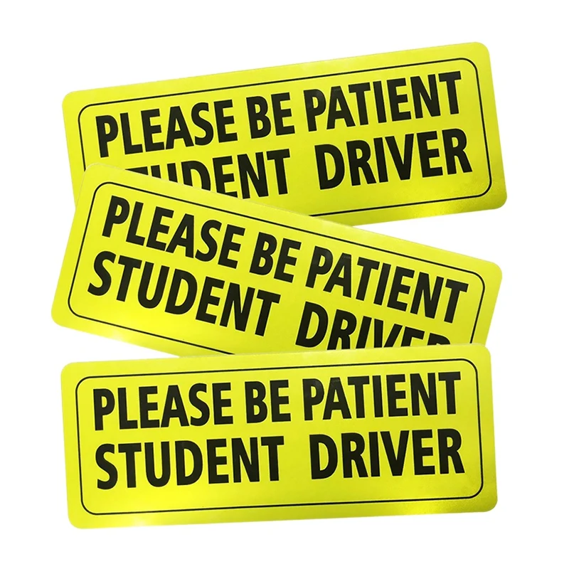 

Set Of 3 Please Be Patient Student Driver Decal Reflective New Driver Decal Vehicle Car Signs Magnetic Safe Sticker, 3 Pack