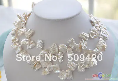 

~~ Free ShippingP3746 33" 20mm white baroque biwa freshwater pearl necklaceP3746 33