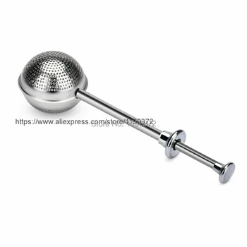 

50pcs 18cm Stainless Steel Spoon Retractable Ball Shape Metal Locking Spice Tea Strainer Infuser Filter Squeeze