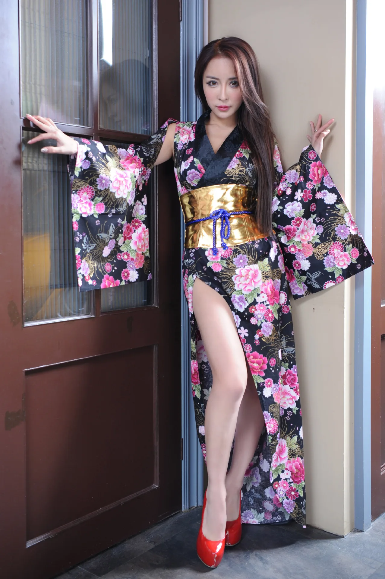 Japanese Kimono Cosplay Costumes Halloween Party Dress Kimono Sexy Girl 