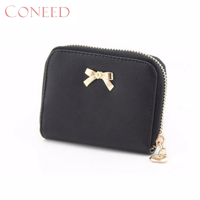 

CONEED Charming Nice Women Bowknot Zipper Coin Purse Wearable Short Wallet Handbag Best Gift Drop Shipping Sep19