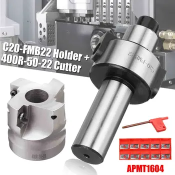 

WOLIKE C20 FMB22 Face Milling CNC Cutter BAP400R-50-20 Cutter With 10pcs APMT1604 Carbide Inserts CNC Tool