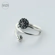Retro REAL.Solid 925 Sterling Silver jewelry 3-layers Multi-Rows Lotus Flower &Bub Ring Namaste Yoga GTLJ911