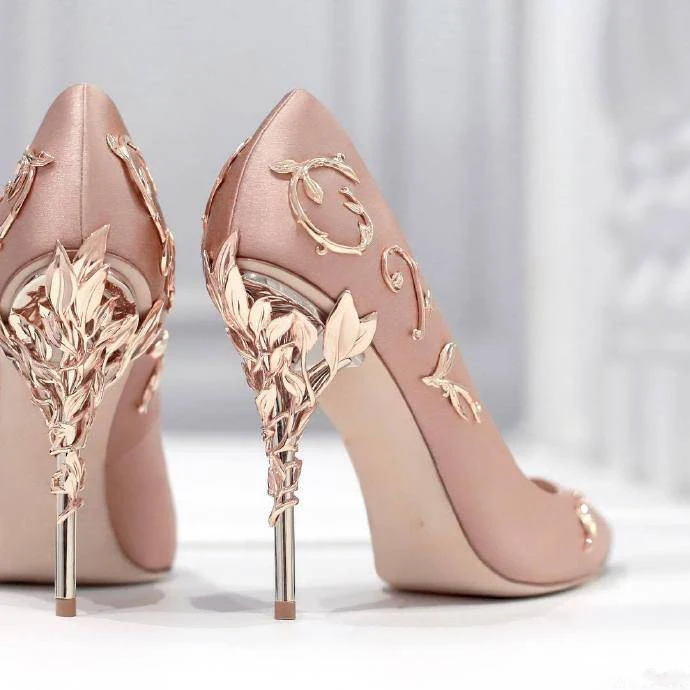 Auf Blumen Ankünfte Neue Für blau Damen grau weiß High Spitz Frühling Sexy Schuhe Metall Frau Schwarzes Kleid Slip as Pictures 2017 Pictures as Hochzeit Pumpen rosa Heels Verschönert RITwwPxq
