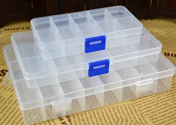 

Tool Box Packing 10 15 24 Grids Plastic Box Toolbox DIY Storage JEWELRY BOX Transparent Plastic Power Tools Box Case