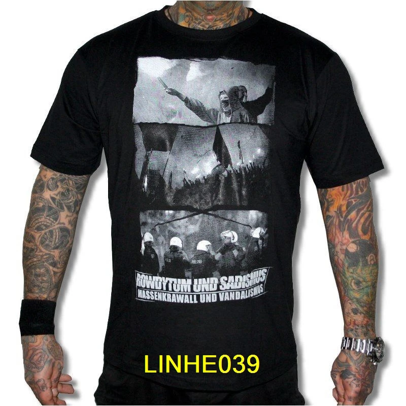 

Herren T-Shirt Rowdytum Schwarz Ultras AC/AB Hools Hooligan Shirts Print T Shirt Summer Style Top Tee Hipster