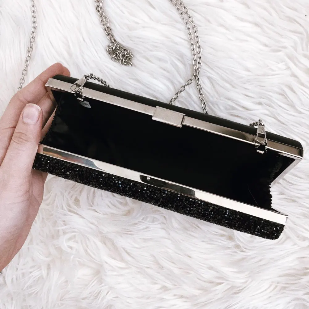 FGGS-Woman Evening bag Women Diamond created Rhinestone Clutch Crystal Day Clutch Wallet Wedding Purse Party Banquet, Silver