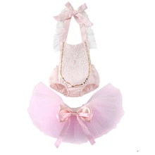 Рождественская детская одежда для малышки Кружевное боди милый пояс юбка для маленьких девочек Нарядный комплект одежды для маленьких девочек костюм От 0 до 2 лет