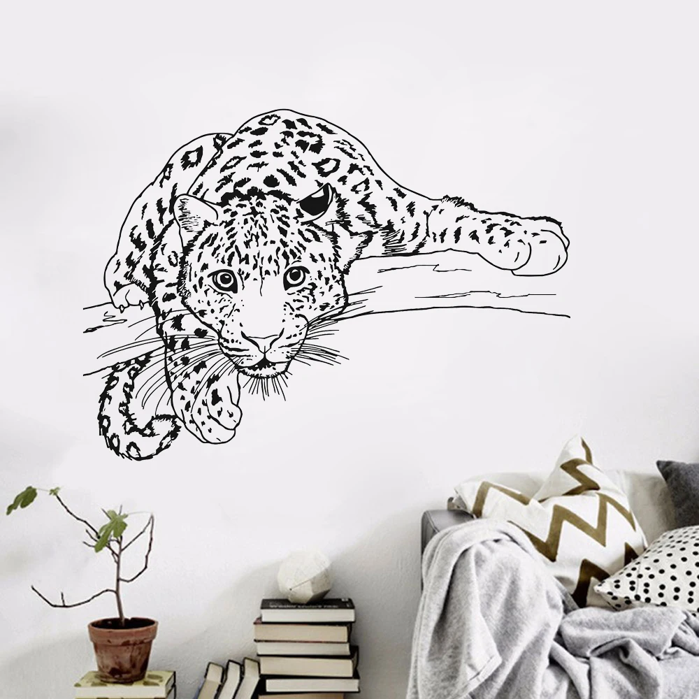 Cheetah наклейки на стены стикеры животных наклейка с леопардовым узором винил книги по искусству Спальня Гостиная декоративный