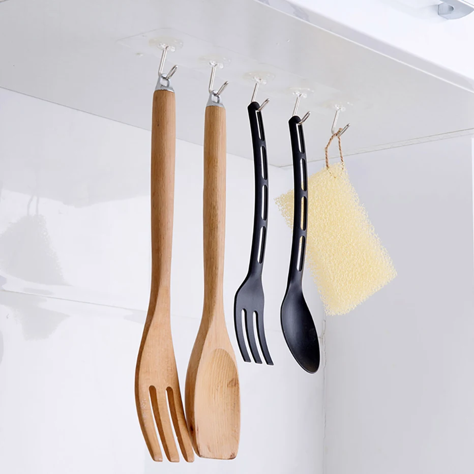 10/30/60PCS Four-leaf Clover Reusable Self Adhesive Hooks Heavy Duty Waterproof Wall Hanger for Door Bathroom and Kitchen