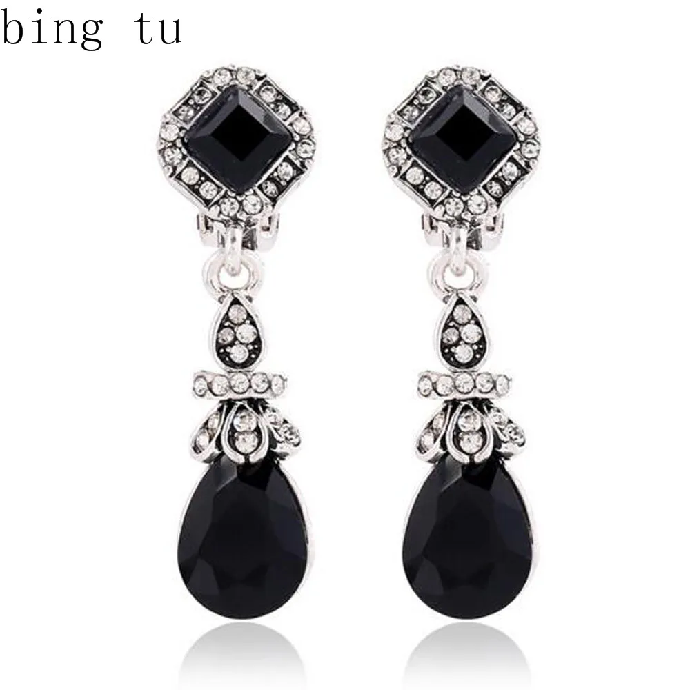 

Bing Tu European Trendy Black Water Drop Earrings Women Resin Square Hanging Dangle Earring Ear Pendant Jewelry