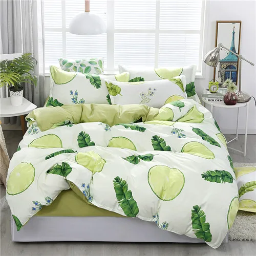 lemon green Koi рыба постельное белье домашнее пуховое одеяло крышка комплект авокадо зеленый комплект постельного белья Лист плоский лист 3/4 шт. Комплект постельного белья супер двуспальные коплекты постельного белья - Цвет: lemon green