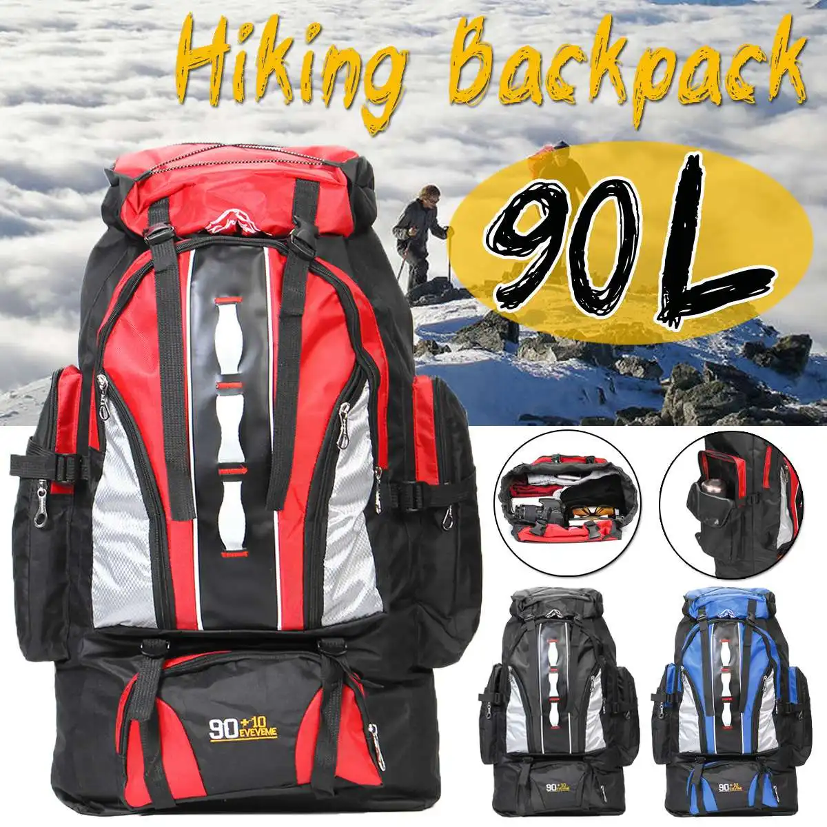 

90L Nylon Waterproof Backpack Outdoor Rucksack Bag Sport Camping Hiking Luggage Bag Travel Backpacks Tactical bag shoulder