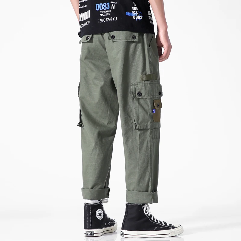 Streetwear Pants Men Hip Hop Joggers Harem Pants Safari Style Pockets Summer Loose Cotton Trousers Man Leisure Home Comfortable