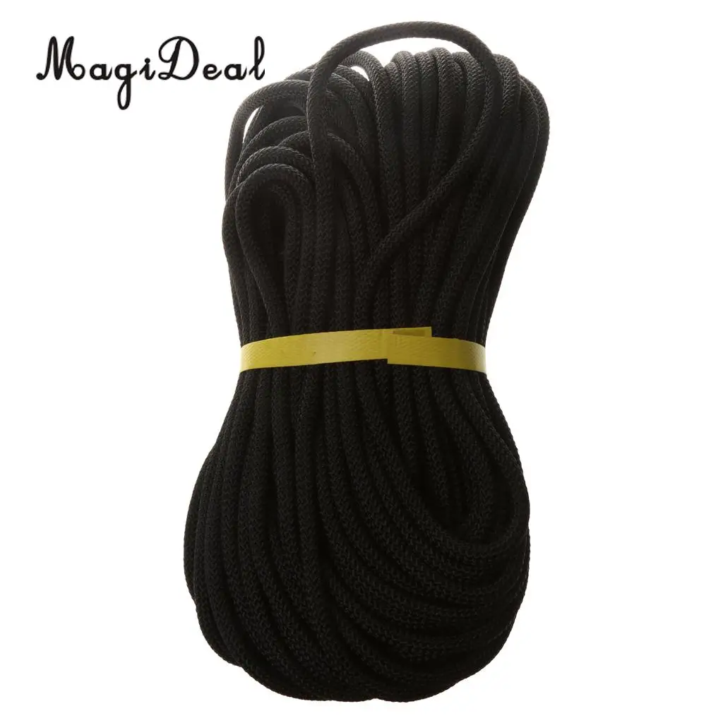 MagiDeal Utility 8mm Climbing Safety Sling Rappelling Rope Auxiliary Cord Black 10/20/30/40m for Expedition Climbing Caving Work