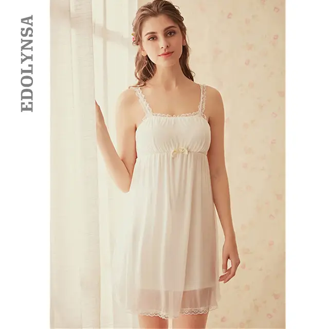 Wedding Night Camisola Slip Women Lace Strap Dress Y Wedding Night Camisola Slip Women Lace Strap Dress Y Sleepwear White Cotton Gown