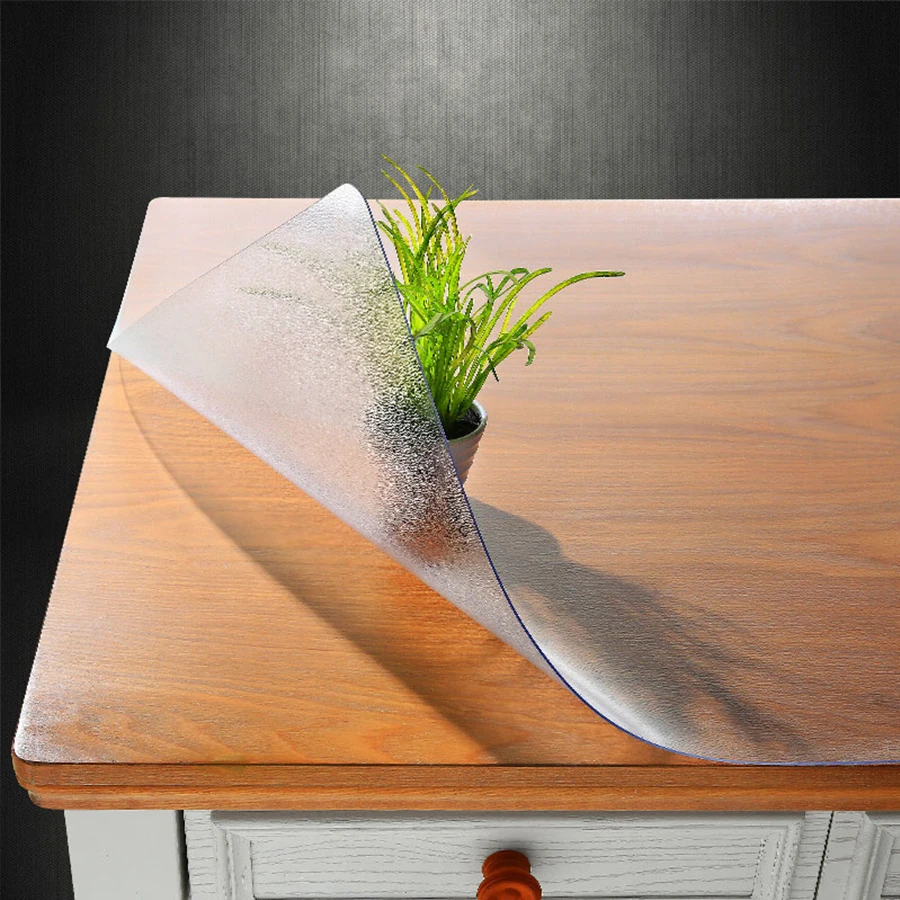RUBIHOME Frosted Soft Glass Translucence PVC Table Cloth Waterproof Party Wedding Home Kitchen Dining Placemat Pad  Thick 1-2mm