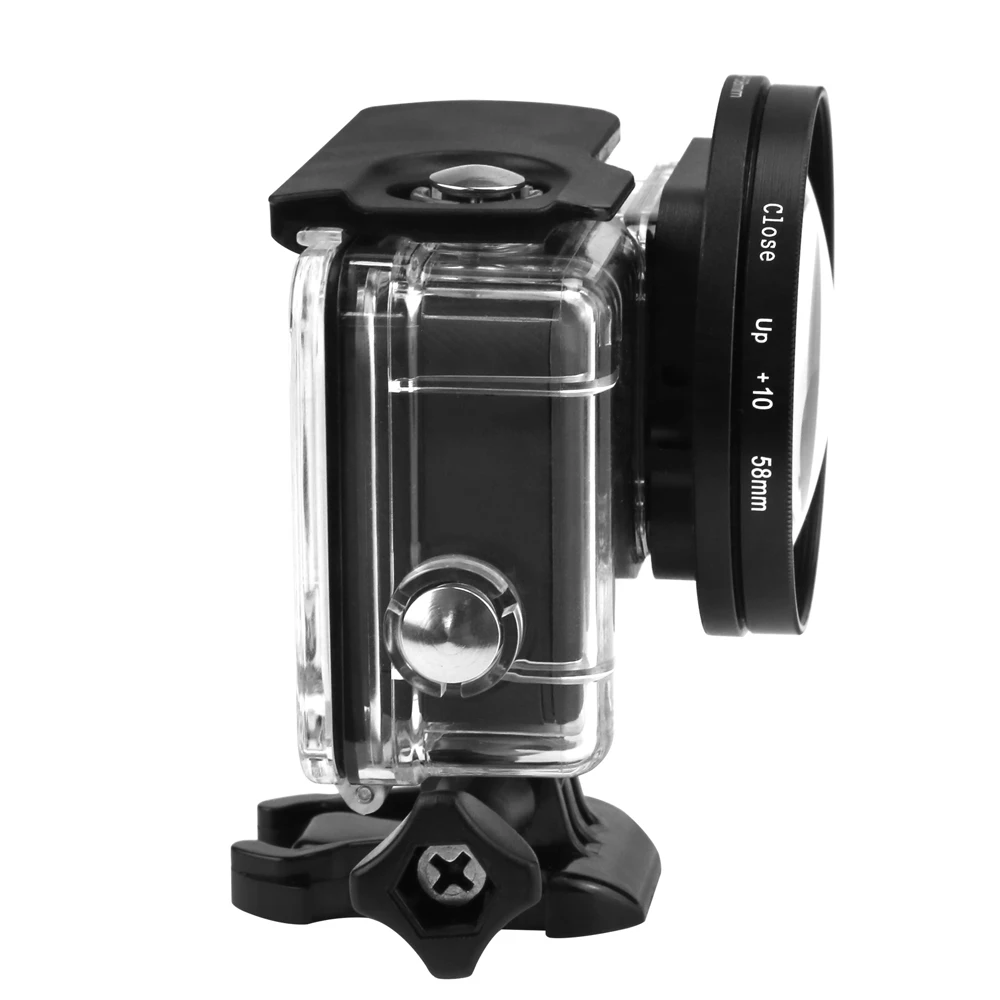 EKENCAM 58 мм Макро объектив 10x увеличение крупным планом объектив для Gopro камеры Gopro Hero5 черный водонепроницаемый чехол Go Pro 5 Аксессуары