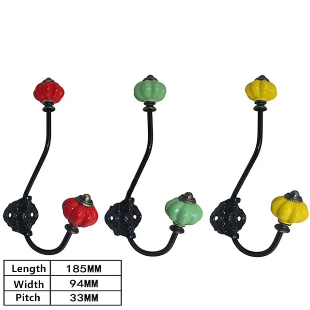 

1Pcs 185*94mm,Vintage Hooks Home Bathroom Kitchen Coat Hat Bag Metal Ceramic Style Hook For Frescoes Hanger Organizer Iron Hook,