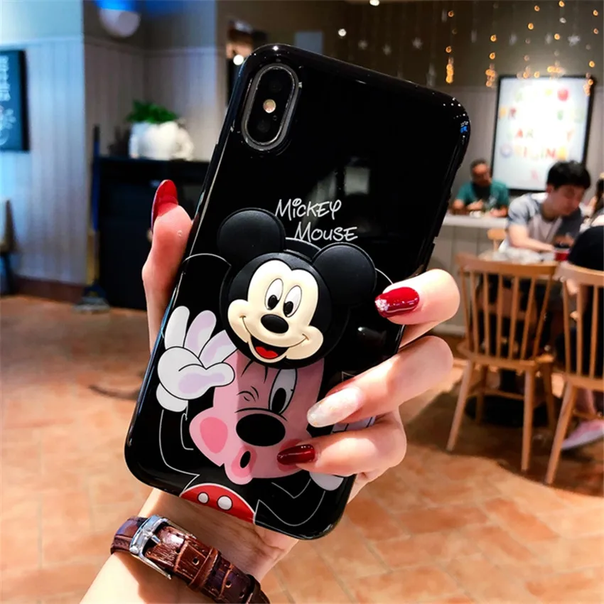 GYKZ 3D Cute Cartoon Mickey Minnie Phone Case For iPhone 7 XS MAX XR 8 6s 6 Plus Grip Holder Stand Cover For iPhone X Coque Capa GYKZ 3D Cute Cartoon Mickey Minnie Phone Case For iPhone 7 XS MAX XR 8 6s 6 Plus Grip Holder Stand Cover For iPhone X Coque Capa