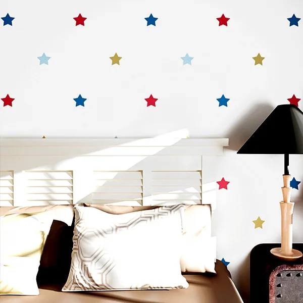 

3D white background colorful stars wallpaper Children's room boys girls living room bedroom non-woven waterproof wallpaper