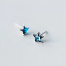 MloveAcc настоящие 925 пробы серебряные синие Кристальные серьги в форме звезды для женщин модные серебряные серьги в виде звезд