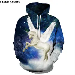 PLstar Космос осень 2017 г. Модные galaxy пространство толстовки животных Единорог Лошадь 3D Принт Пуловеры для женщин Повседневное толстовки с ш
