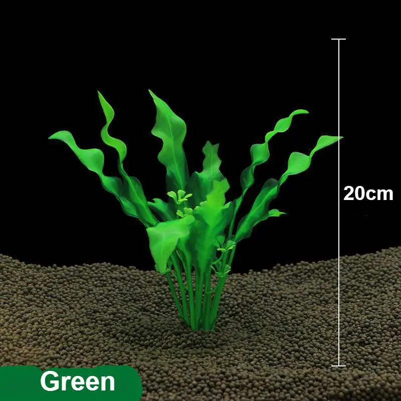 Горячая рыбы искусственные растения для аквариума трава орнамент пластиковый аквариум водоросли трава для украшения аквариума 20 см - Цвет: Зеленый