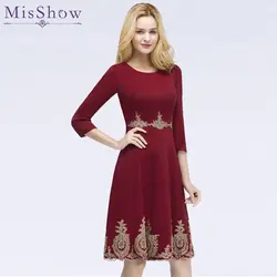 Vestidos de fiesta cortos женские короткие коктейльные платья аппликация Винтаж бордовый по колено вечерние платье 2019