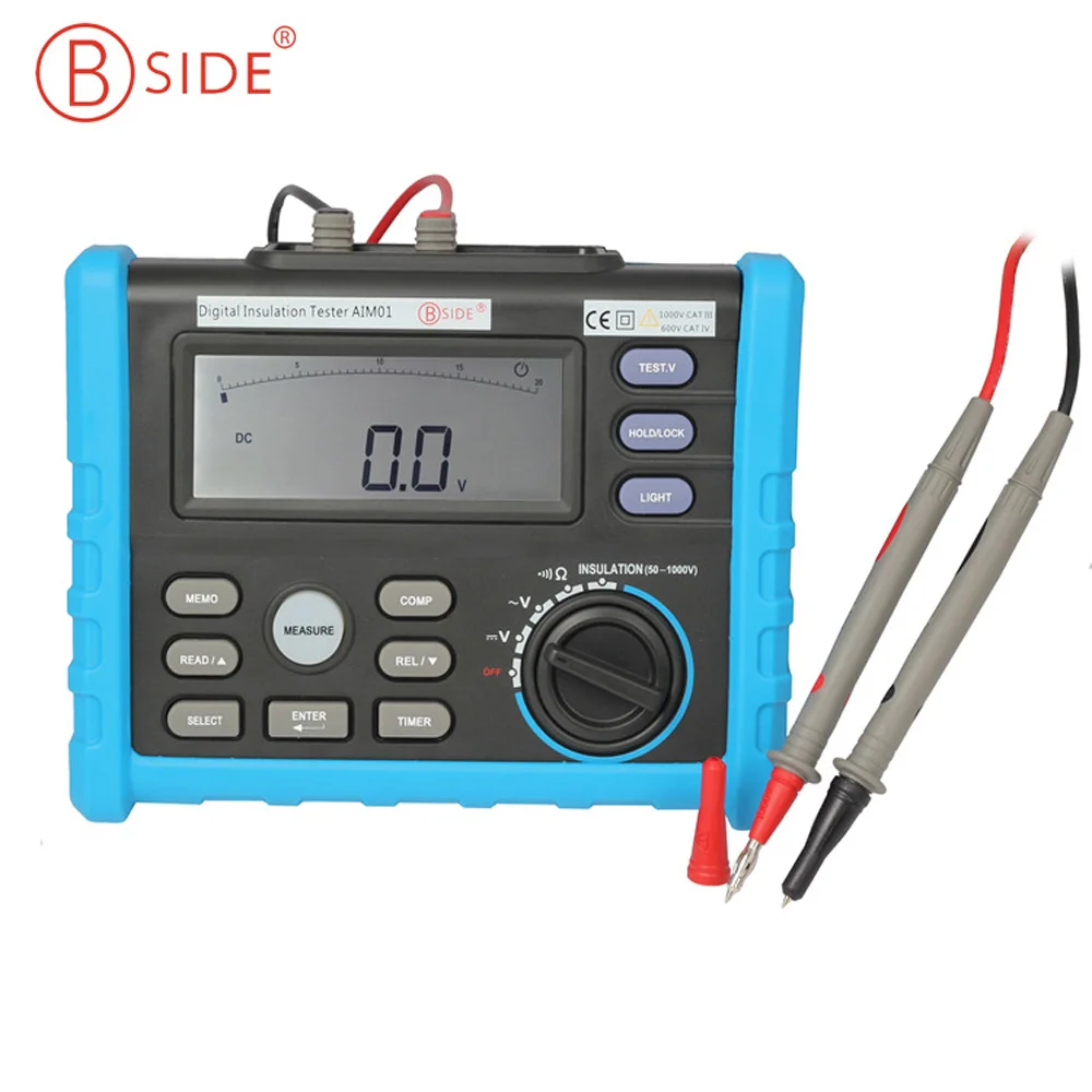 

Bside AIM01 Digital Insulation Resistance Tester Multimeter Megger 50~1000V 0.01M~10GOhm