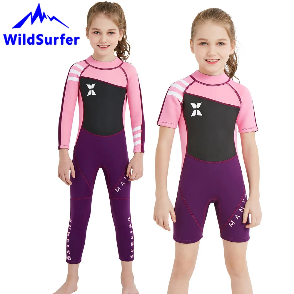 

WildSurfer Children Wetsuit 2.5mm One-Piece Kids Diving Suit Girl Swimsuit Snorkeling Surfing Keep Warm Jellyfish Swimwear W117