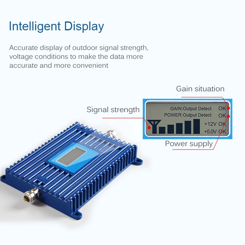 4G LTE 800 MHz الفرقة 20 FDD هاتف ذكي إشارة الداعم مكاسب 70dB AGC الإنترنت الخلوية مكبر صوت أحادي مع ياغي + هوائي سوطي>