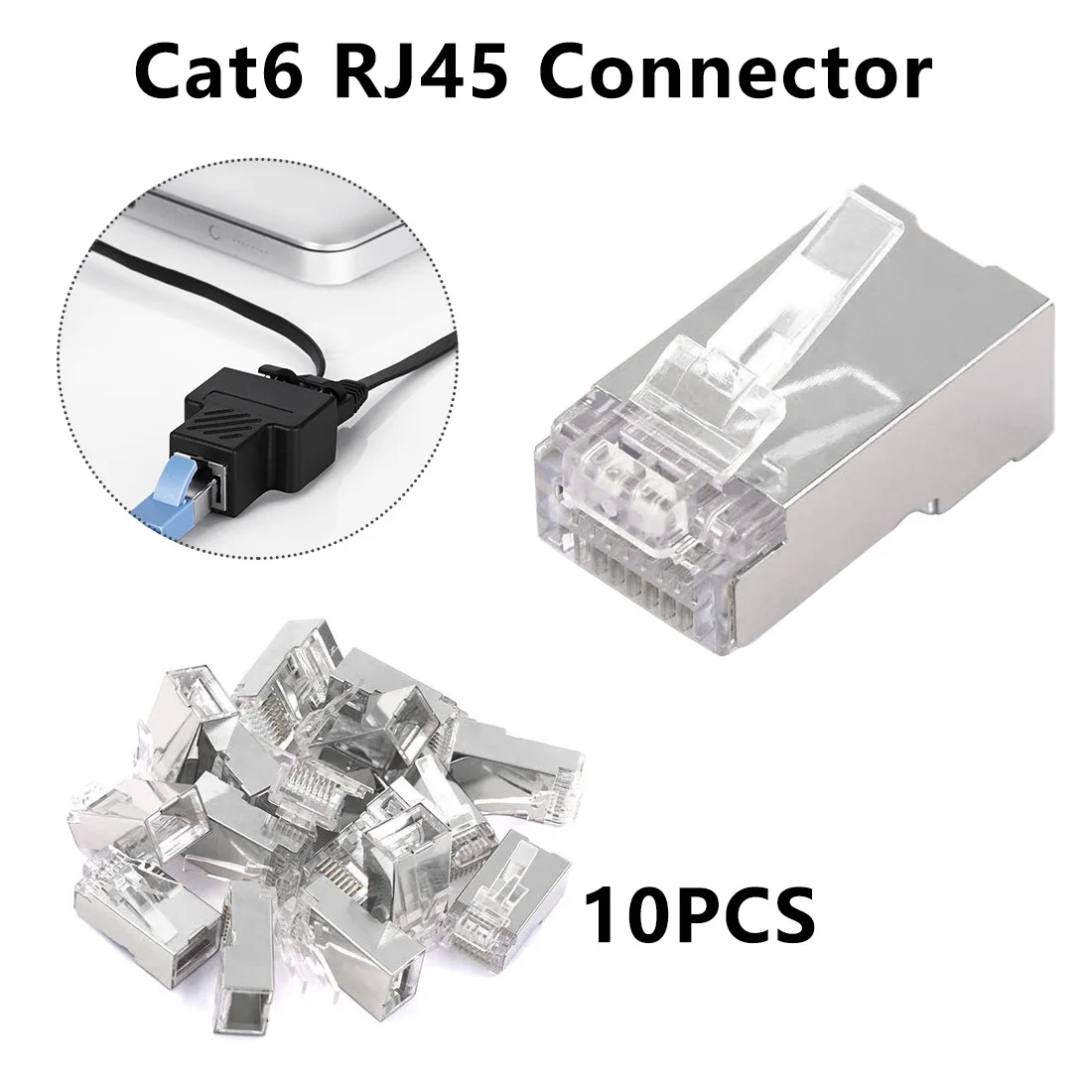10 шт. Cat6 RJ45 разъем 8P8C модульный Ethernet кабель Головка Разъем позолоченный Cat 6 обжимной сети RJ 45 разъем Cat6