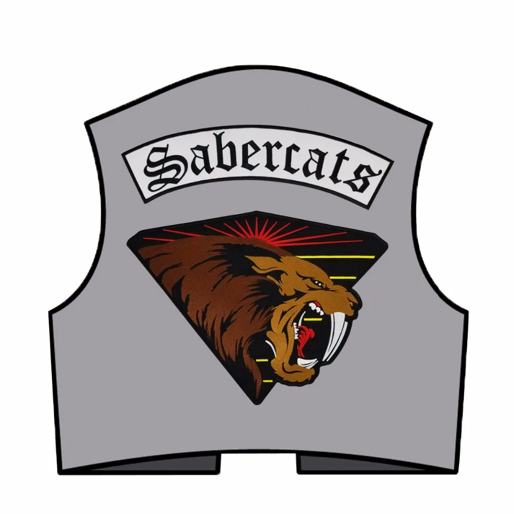 Sabercats 82 Free shipping Vest Back patch Embroidery Iron-on garment clothing application (1)