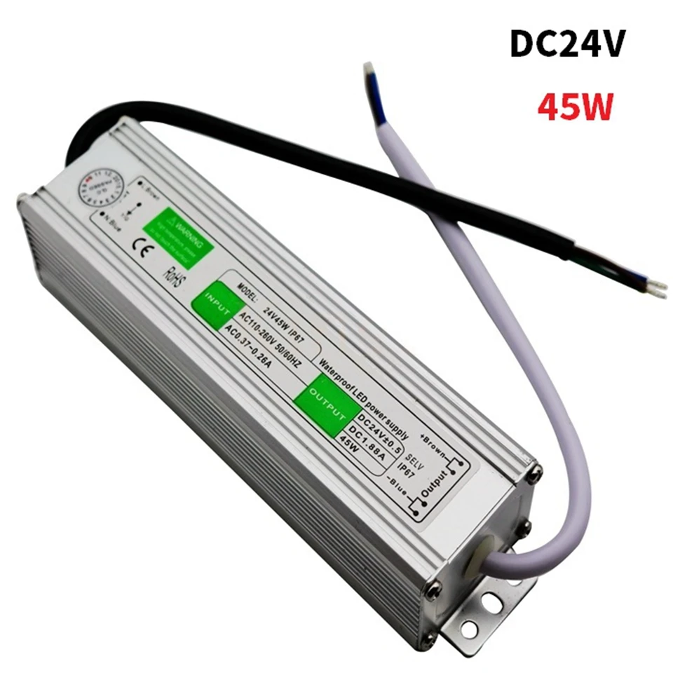 AC110V 220 V постоянного тока до DC24V IP67 Водонепроницаемый Светодиодный драйвер Трансформатор Питание адаптер для 5050 5630 3528 3014 светодиодный