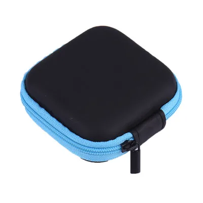 Портативный жесткий чехол для наушников на молнии/из искусственной кожи чехол/Защитная сумка для наушников/USB Кабельный органайзер/мини-чехол для наушников - Цвет: Синий