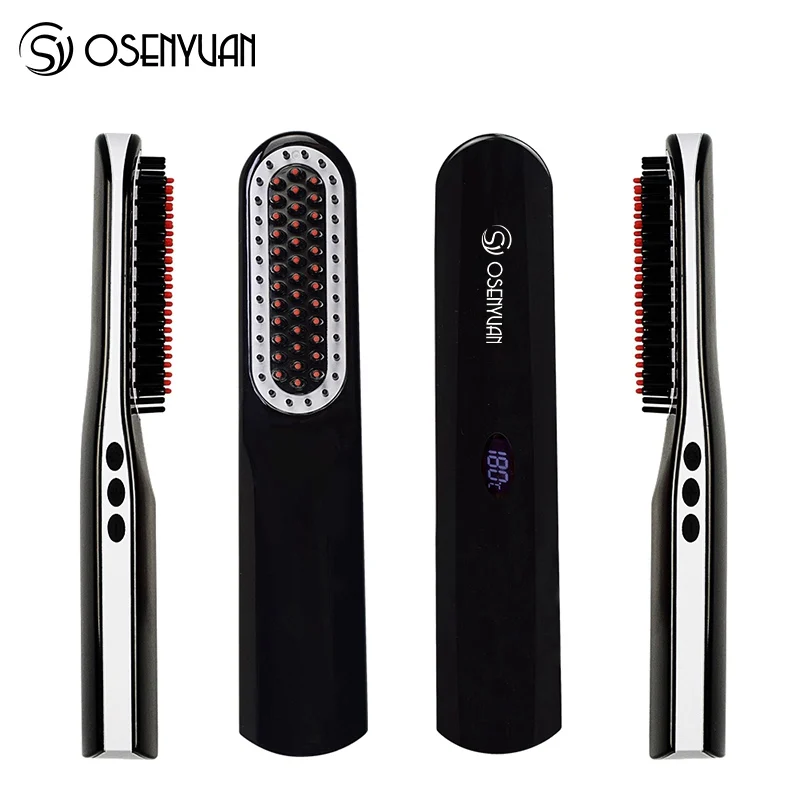 

Hot Wireless Mini Hair Straightener brush Fast Heating USB charging Ceramic Hair Straightening Curling Irons with LCD display