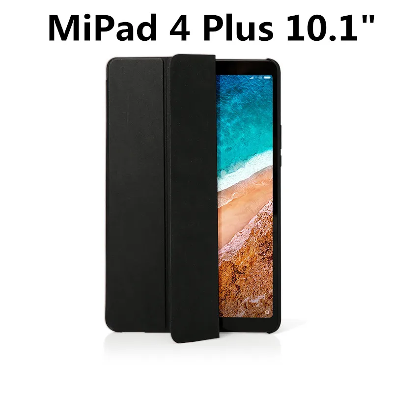 Смарт Xiao mi Pad 4 8 mi pad4 Plus 10 чехол PU+ PC Тонкий флип Авто Пробуждение сна Xiao mi pad 4 чехол+ Закаленное стекло пленка - Цвет: Black Mipad4 Plus