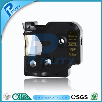 

PUTY 5PCS Compatible DYMO D1 45024 Label Tape Gold on Black Printer Ribbon Cassette for dymo LM160 LM280 dymo PNP