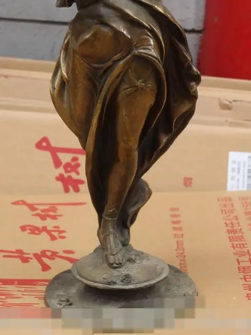 

S1983 28" Chinese Bronze West Art Stand Girl Belle Goddess Women Statue Sculpture