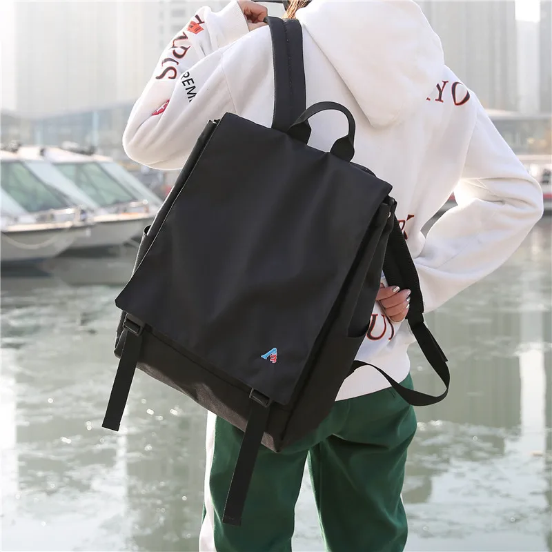 Harajuku Ulzzang парные рюкзаки, Холщовый женский и мужской рюкзак, корейский стиль, школьная сумка для колледжа, для подростков, девочек, мальчиков, mochilas mujer - Цвет: B-Black