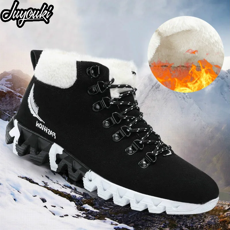 

Juyouki Winter 2018 Winter Casual Shoes for Men Fur Plush Snow Boots Outdoor Sport Camping Sneakers Waterproof Cotton Boots