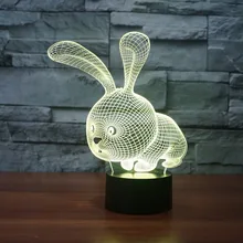 Table Lamp Birthday Gift 3D LED Cute Rabbit Acrylic Night Light Colorful Gradient Atmosphere Lamp Children Baby Table Lamp Birthday Gift 3D LED Cute Rabbit Acrylic Night Light Colorful Gradient Atmosphere Lamp Children Baby