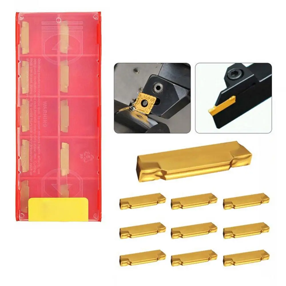 

10Pcs MGMN200-G 2mm Carbide Insert for MGEHR/MGIVR Grooving Cut Off Turning Tool