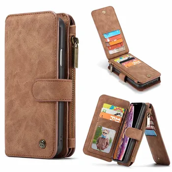 

For Samsung Note 9 Wallet Case Magnetic Detachable Phone House Black Brown Red Leather Flip Case For Samsung Note 8 S8 S9 S7 S6