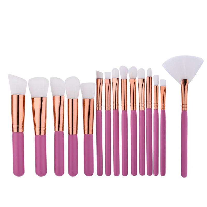 

15 Pcs Professional Makeup Brushes Set Tools Foundation Power Eye Shadow Eyebrow Make Up Brush Cosmetic Kits nude beauty