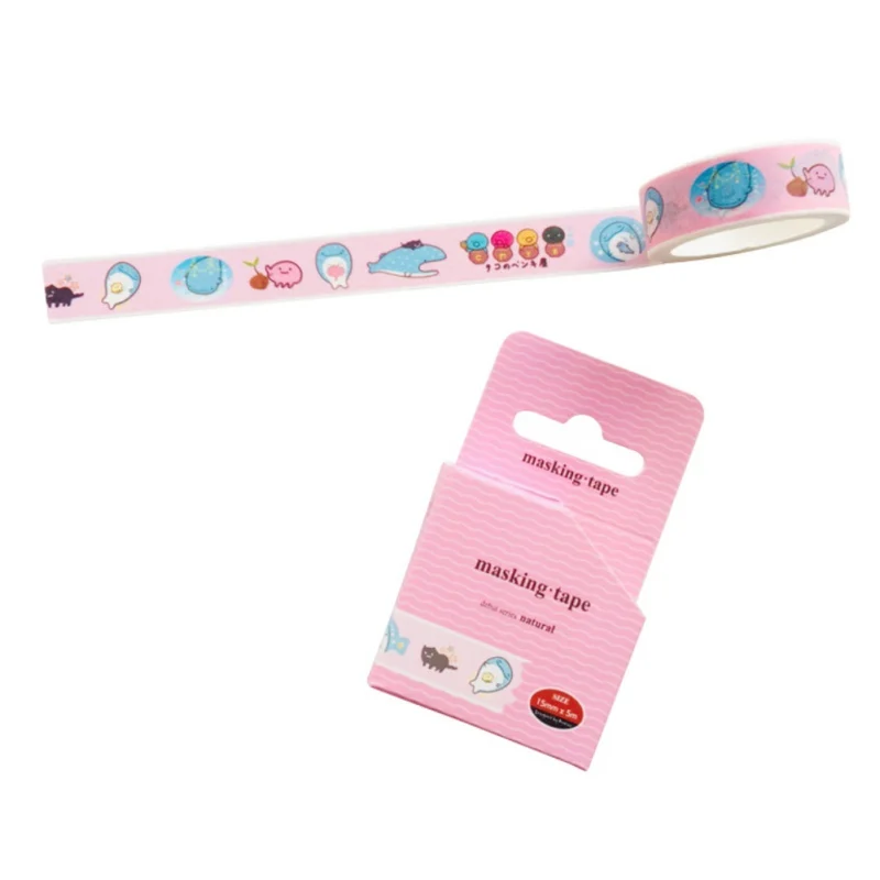P 1 рулон с рисунком Кита из мультфильма Washi клейкая лента декоративная клейкая лента для декоративно-прикладного искусства DIY подарочная упаковка Скрапбукинг - Цвет: P