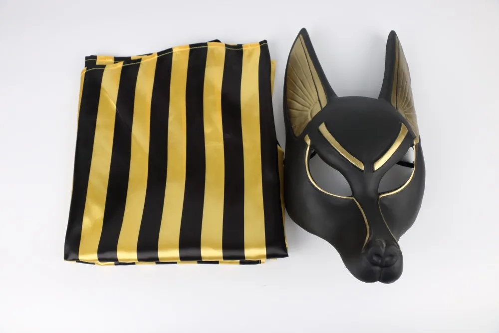 Egyptian Anubis Cosplay Face Mask With Headscraf PVC Canis spp Wolf Head Jackal Animal Masquerade Party Halloween Fancy Dress (13)